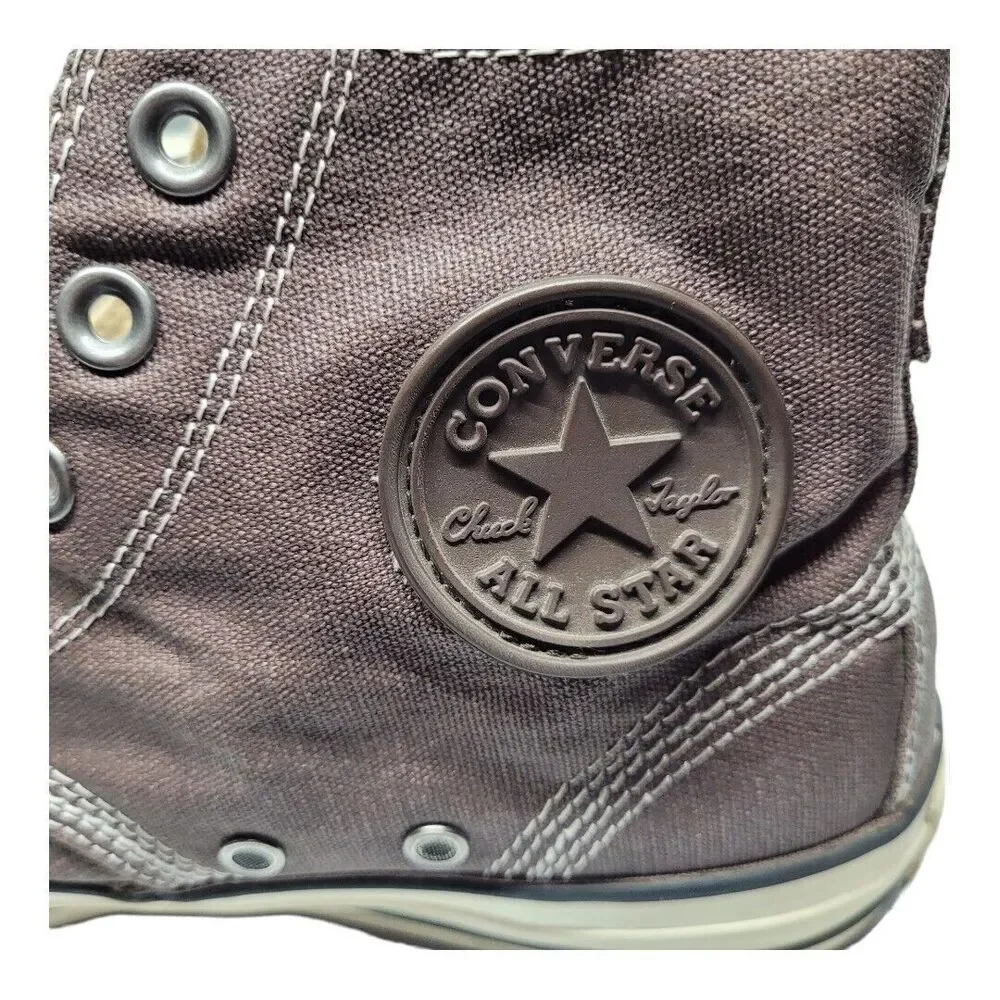 CONVERSE High Top Boat Shoe US 7.5 Cotton Canvas Lace Up Chuck Taylor Brown-Gray